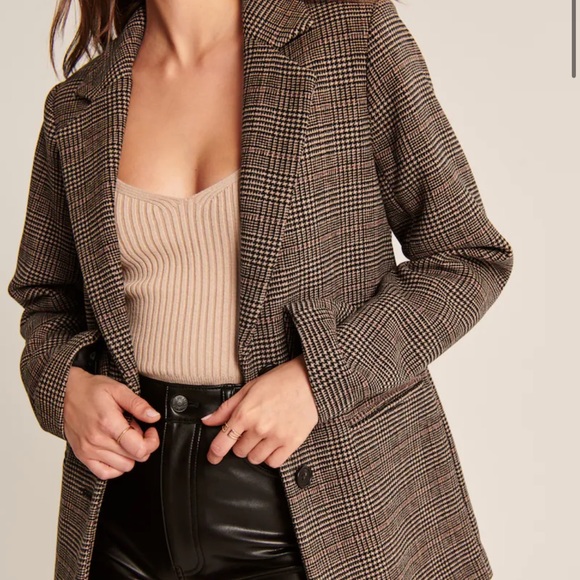 Abercrombie Plaid Blazer Coat NWOT size large Brown Plaid Academia - Picture 5 of 7